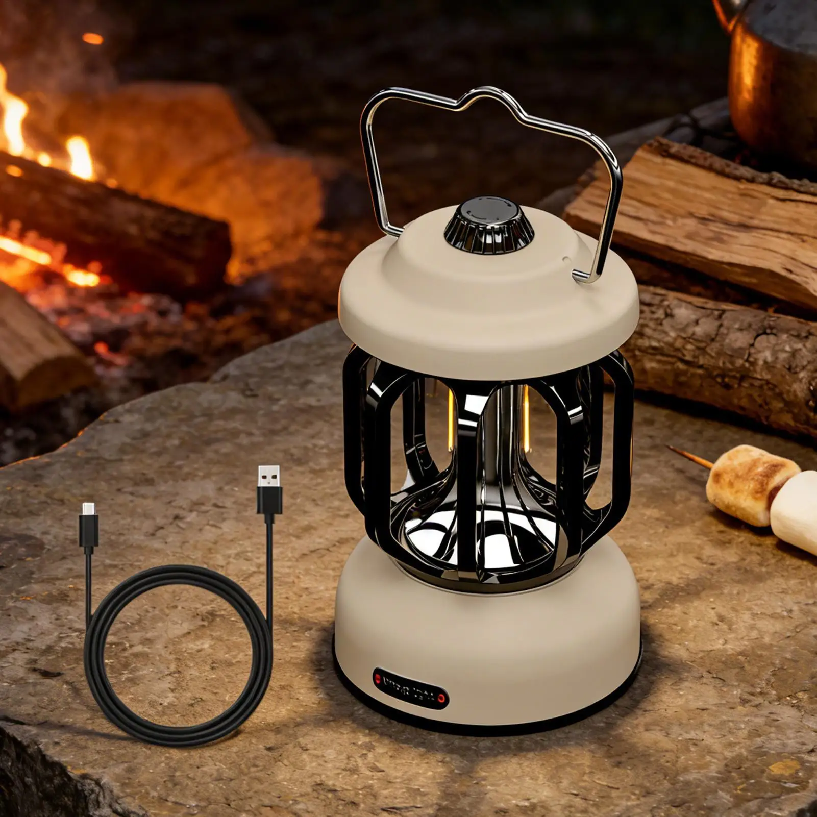 

Перезаряжаемый светодиодный фонарь для кемпинга в ретро-стиле, портативный USB-светильник для использования на улице и в помещении, при отключении электричества, для рыбалки, кемпинга, путешествий