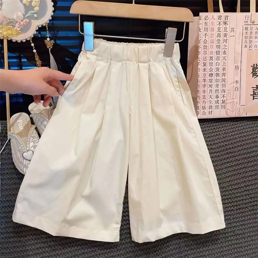 Girls' Cheongsam Set 2024 Summer Embroidered Tang Suit Vest + Wide-leg Pants Two-piece Set Kids Clothes Girls Vaqueros New image 4