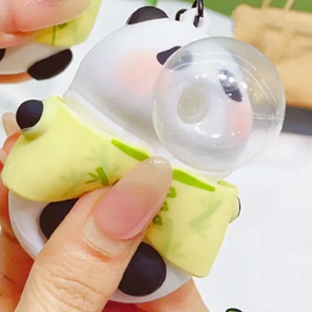 Blowing Bubble PVC Panda Keychain Squeezing Cartoon Panda Backpack Pendant Soft Toy Kawaii Panda Jewelry Keychain Couple