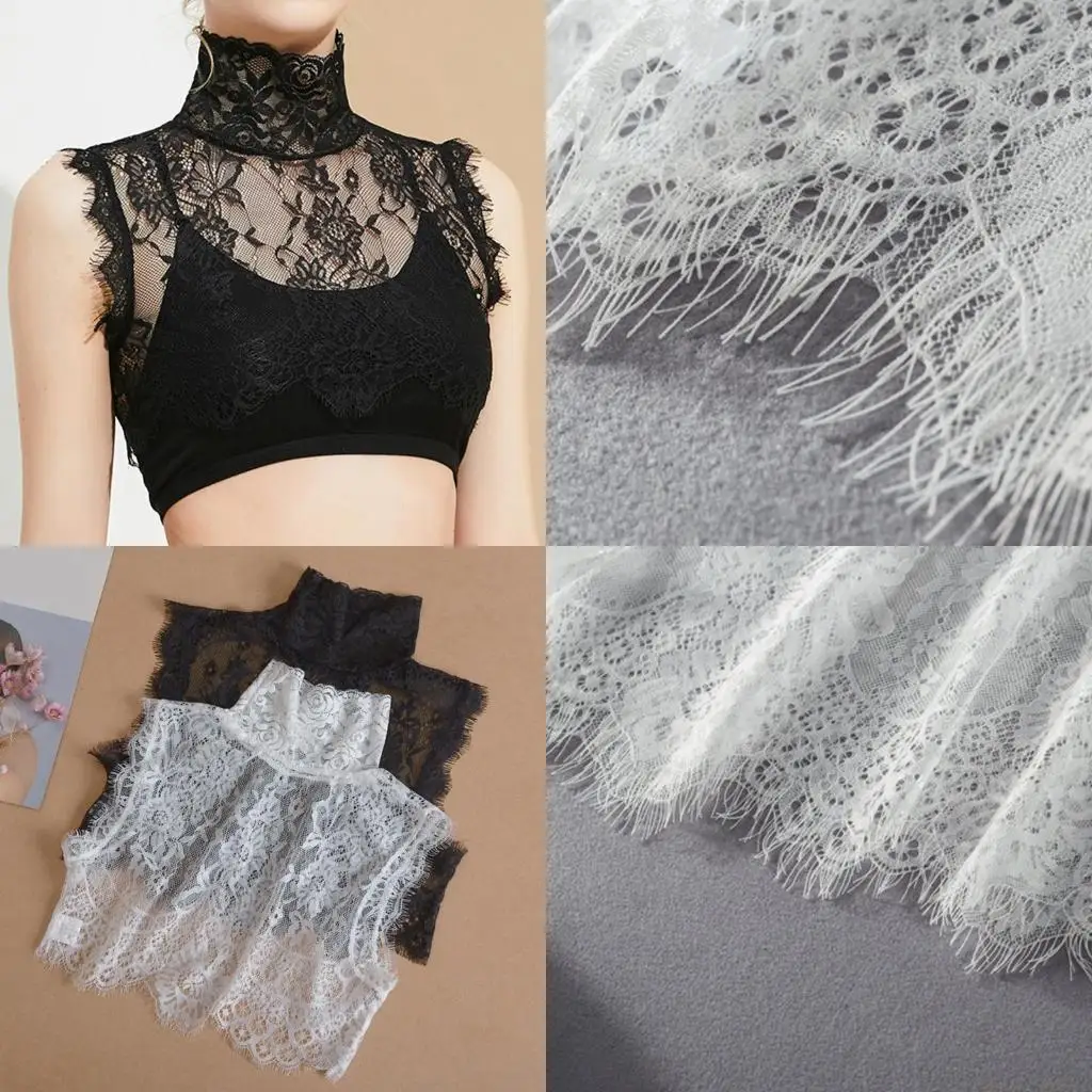 

31BF Женская кружевная накладная блузка с накладным воротником, блузка со съемной наплечной накидкой
