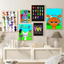 Cartoon S-Sprunki Pattern Poster Prints Wall Painting Bedroom Living Room Decoration Office Home