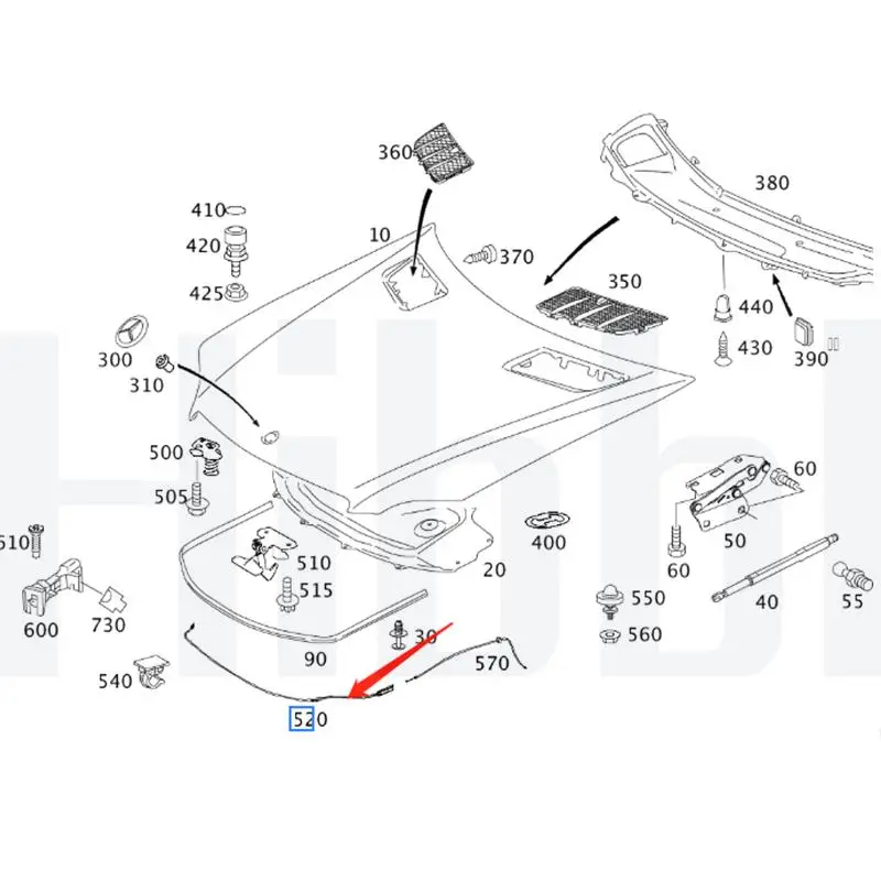 HIBBL New Hood Release Bowden Cable For 2006-2012 Mercedes Ben GL350 GL450 ML350 ML63 1648800259 A1648800259