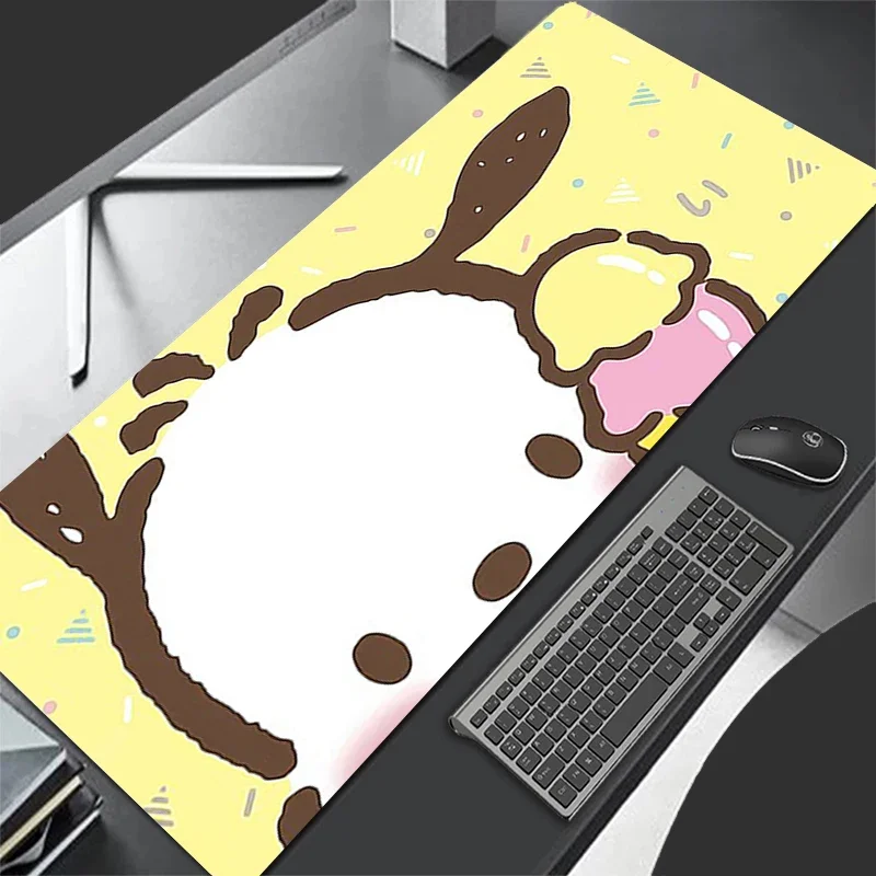 

Подарок с героями мультфильмов Pochacco, настольный коврик с принтом, большой размер, скатерть Sanrio, кожаный коврик для мыши, большая скорость, мини-ПК, компьютерные коврики для клавиатуры