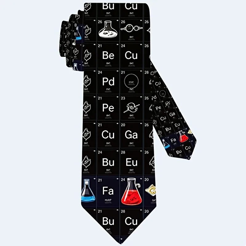 Tie with Chemistry Periodic Table Lab Beaker Pattern Soft Comfortable Fashionable Personalized High-Definition
