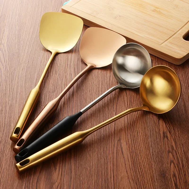 2pcs/lot Stainless Steel Frying Pan Shovel Chafing Dish Spoon Creative Cooking Spoon Shovel Set  Kitchen Gadgets Cooking Tools