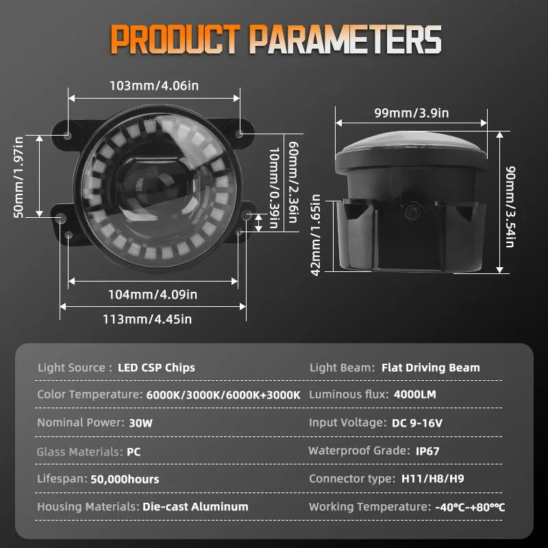 4 Inch 50W DOT LED Fog Lamp Single Lens Driving Light for Jeep Wrangler Toyota Car SUV Off Road Vehicle Retrofit Accessories