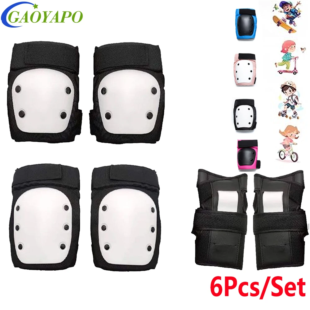 

GAOYAPO 6Pcs/Set Adult & Kids Knee Pads Elbow Pads & Wrist Guards for Inline Skating, Roller Skating, Skateboarding, Scootering