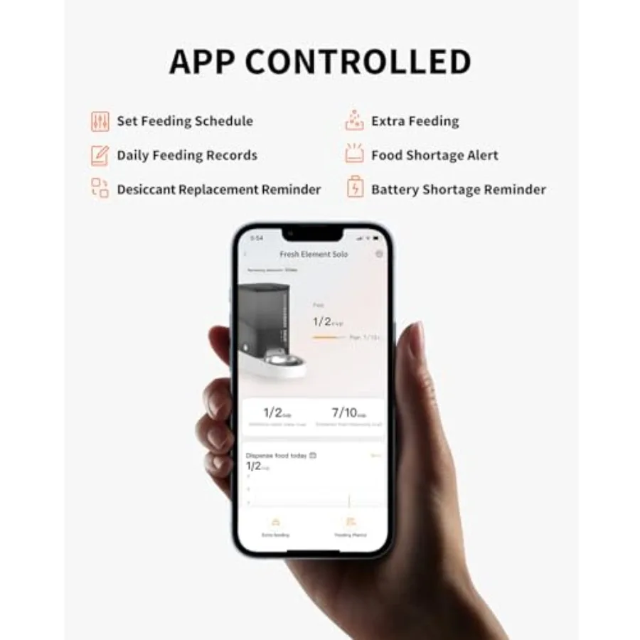 【Spot goods】Automatic Cat Feeder 2.4G WiFi Automatic Dog Feeder App Control Pet Food Dispenser with Triple Fresh-Lock System Up view 2
