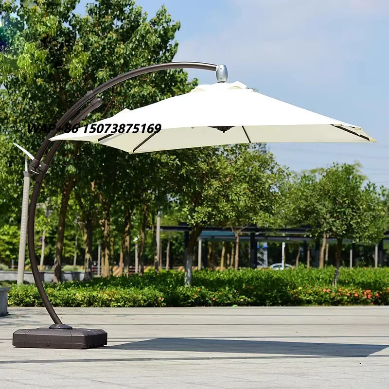 Outdoor Aluminum Alloy Anti-UV 3.5m Offset Cantilever Patio Umbrella with Base for Villa Terrace Dining