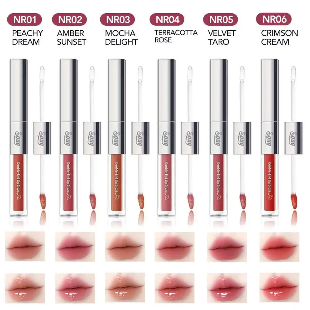 SOUG Matte ลิปสติก Double HEAD Lip Coat 24HR Non-Stick CUP Lip GLOSS Tint Plumper ยาวนานลิปสติกแต่งหน้า