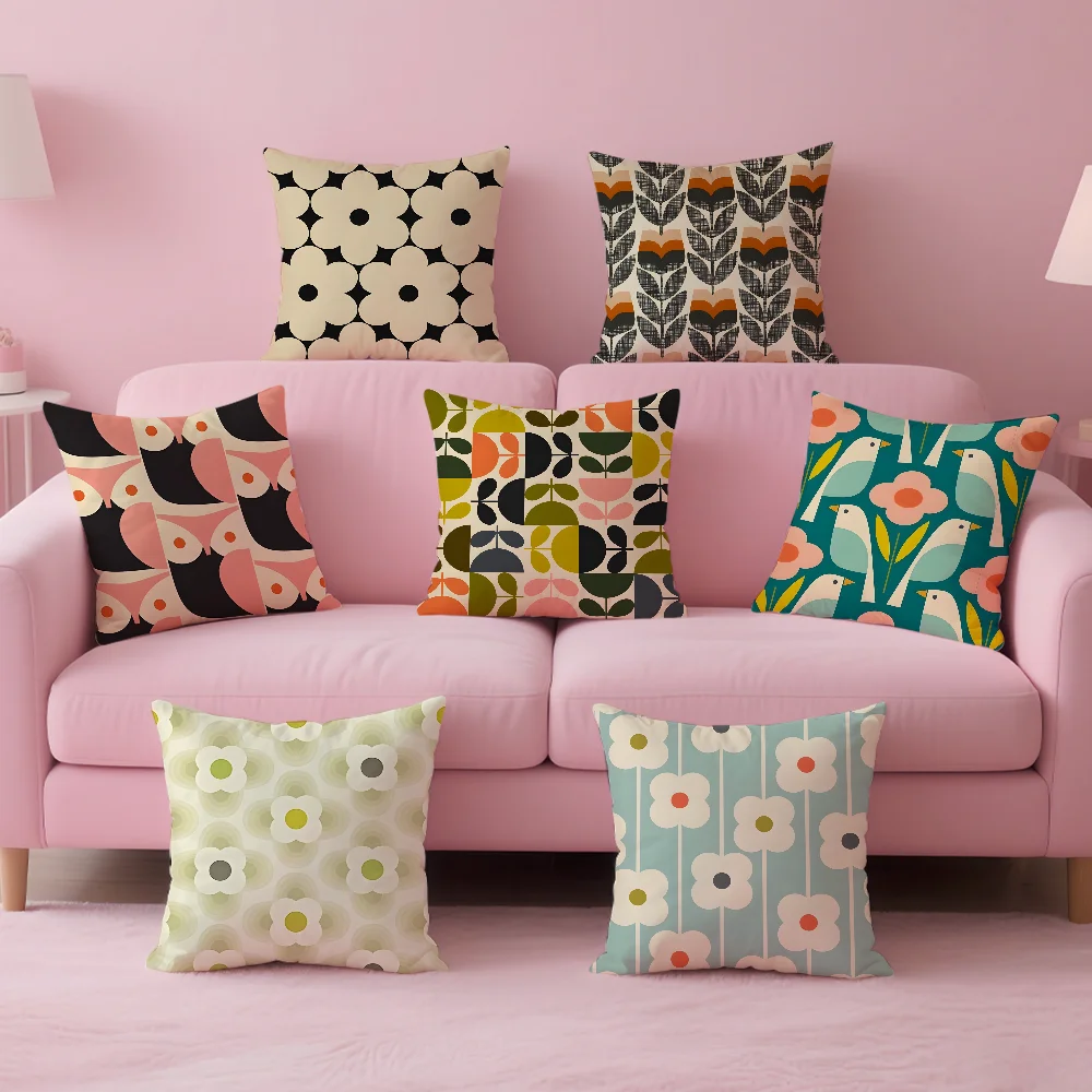 Aesthetic Art O-Orla Kiely Flower Stem Pillow Case Anti-dustmite Pillowcase Invisible zipper silky short plush Sofa cushion cove