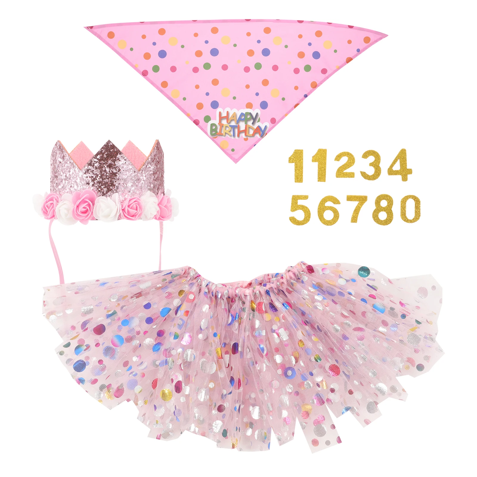 

Pet Crown Skirt Set B Pink Dress Hat Party Supplies Decorations Dog Birthday Outfit Cat Birthday Hat Small Dog Accessories