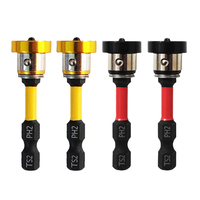 4pcs 50mm Positioning Screwdriver Bit Magnetic Collar Gypsum Board Magnetic Hex Screwdriver Drywall Screwdriver Bit