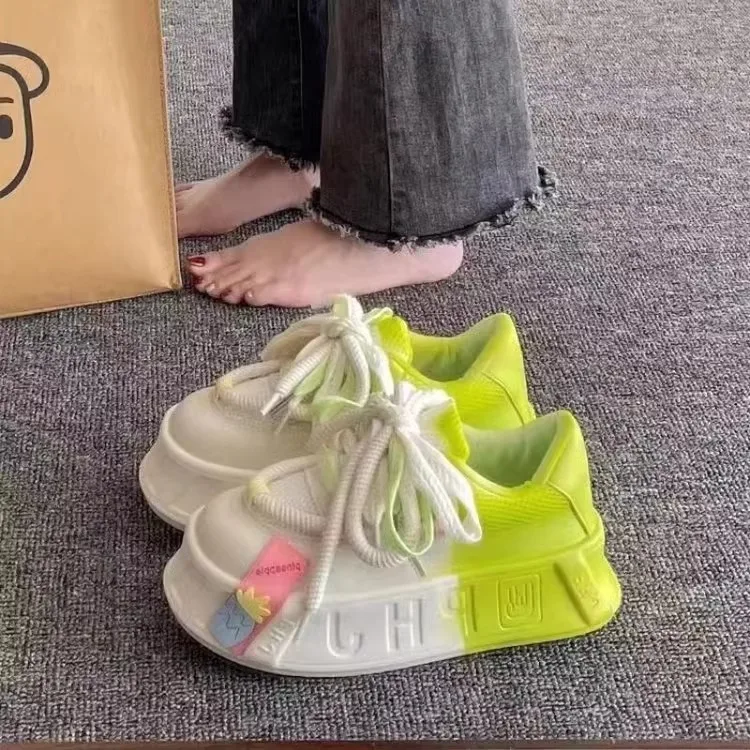 Trampki siatkowe buty damskie z platformą buty damskie tenisowe kobiece oddychające grube podeszwy róże Casual 2023 tenisówki rekreacyjne