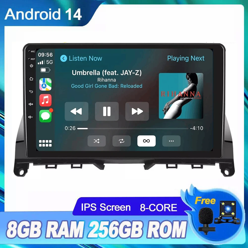 Radio samochodowe 8G+128G do Mercedes Benz C Class 3 W204 S204 2006 2007 2008 2009-2011 Heda Unit QLED Stereo Carplay Auto WIFI