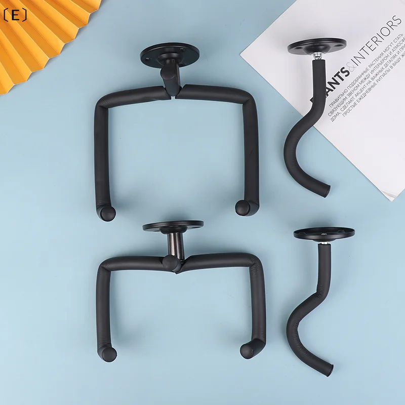 

〔E〕1 шт. Горизонтальный черный металлический настенный держатель-кронштейн для акустических гитар, бас-гитар, скрипок, мандолин, с подставкой для демонстрации