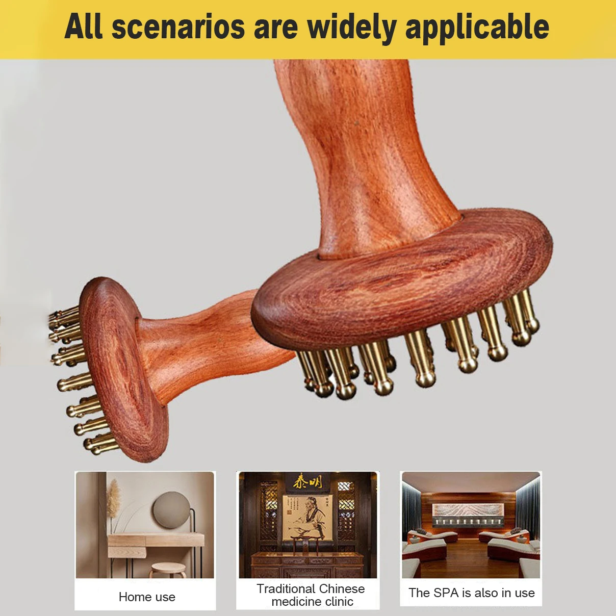 Professional Facial Gua Sha Tool, Brass & Rosewood Massager for Face Eye Neck, Anti-Aging Skin Care, Lymphatic Drainage