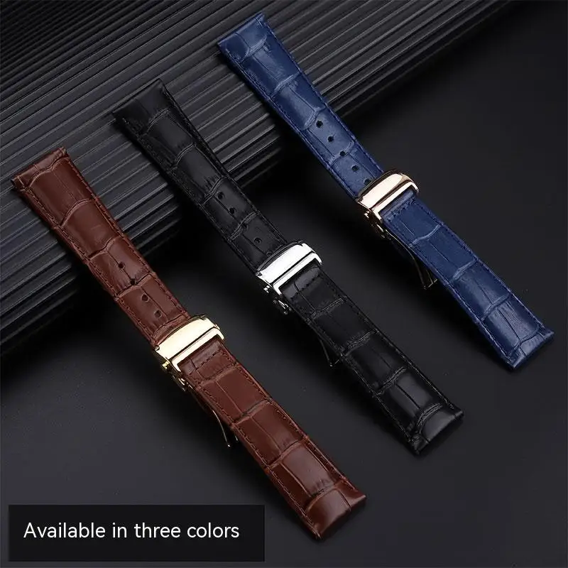 20mm 22mm Universal Genuine Leather Watchband For Maurice Lacroix  MP6528 Pontos PT6158 Cowhide Strap Foding Buckle Style