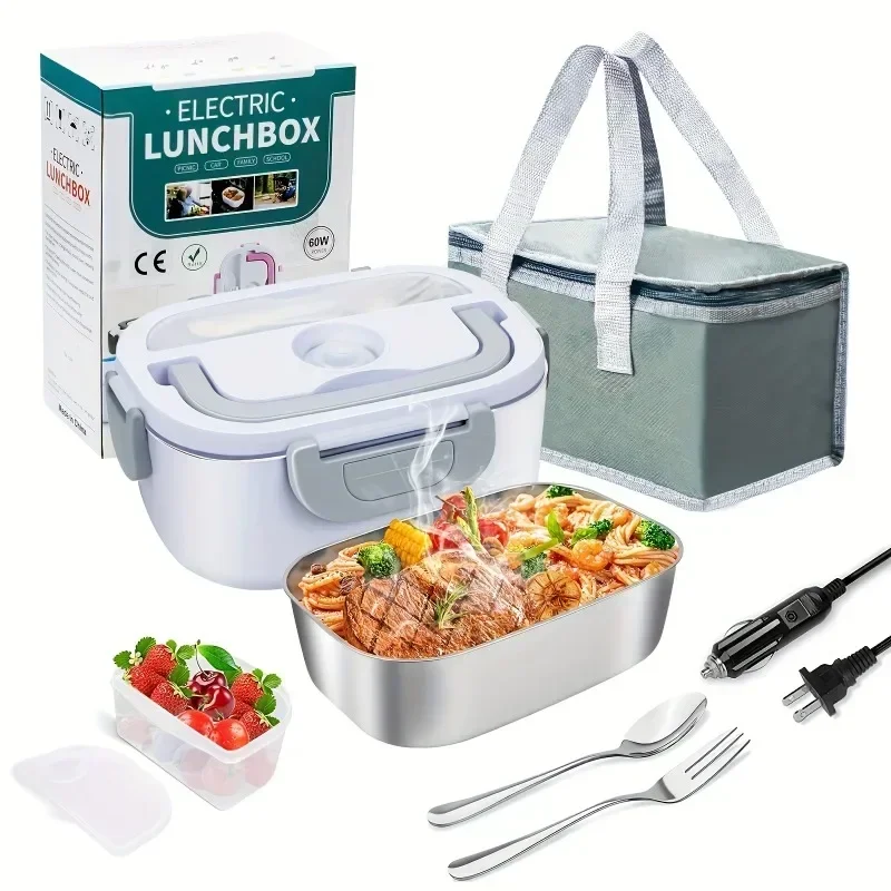 Electric lunch box food heater, portable adult heating lunch box, car truck, work trip, 110V/12V/24V.