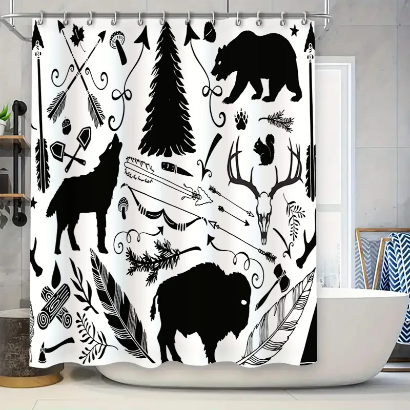 Animal-themed shower curtain with various patterns suitable for bathroom decoration Perfect gift idea for animal lovers. Availab