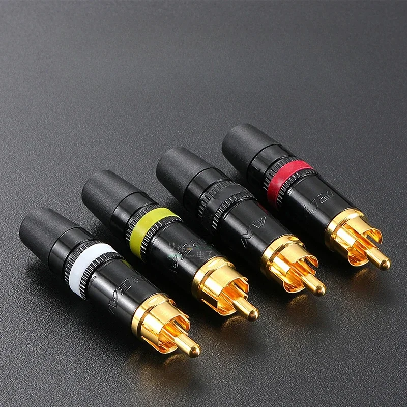 Eee Plug 50 peças REAN NYS373-9 anel branco banhado a ouro RCA lotus plug áudio ...
