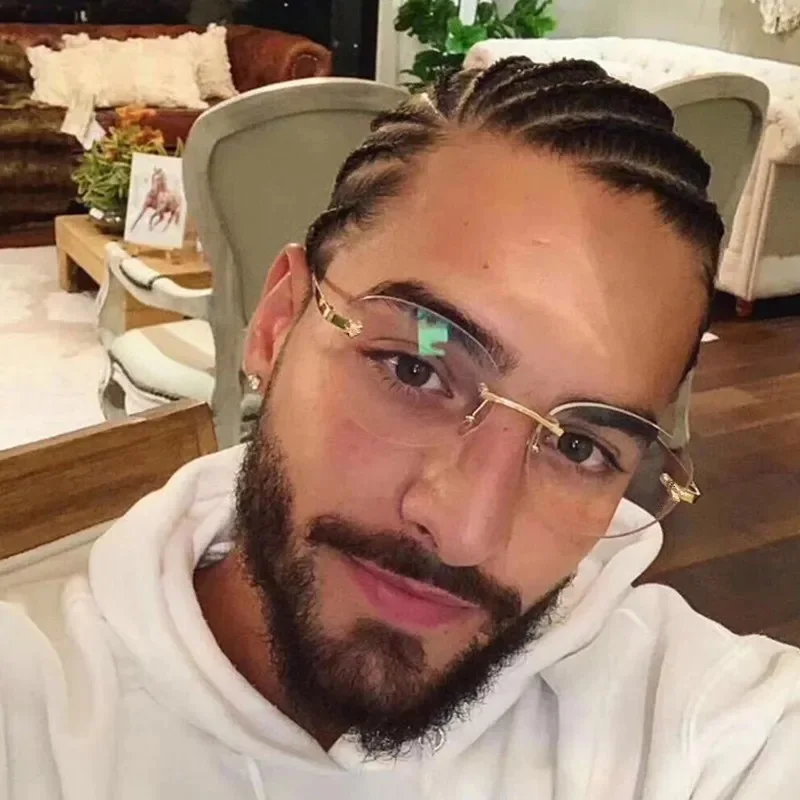 

Luxury Desi Unisex Rimless Frame Glasses54-18-145Round-Oval Lens Pure-Titanium Rim for Prescription Eyeglasses Eyewear Go