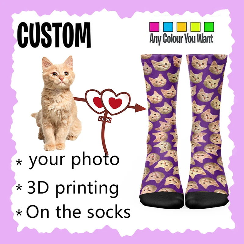 Newly Designed Custom Cotton Socks Chatgpt Funny Spiral Shape Fashion Long Socks For Your Pet's Face  Gift Socks Many Colours