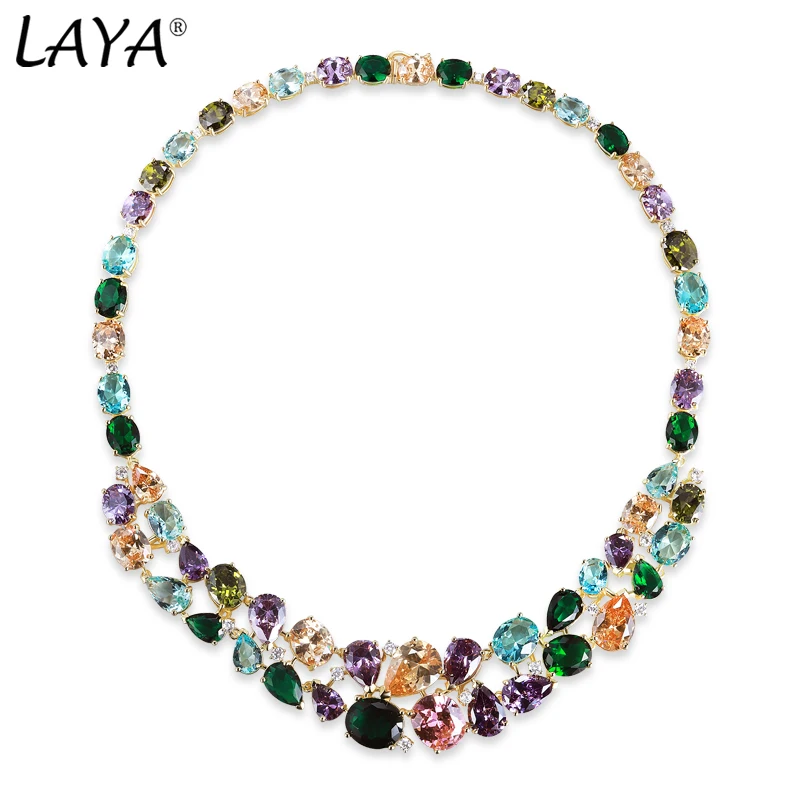 Laya 925 sterling Silver Bridal Colored Zircon Luxury Necklace For Women Wedding Party Original Fine Jewelry 2022 Trend New