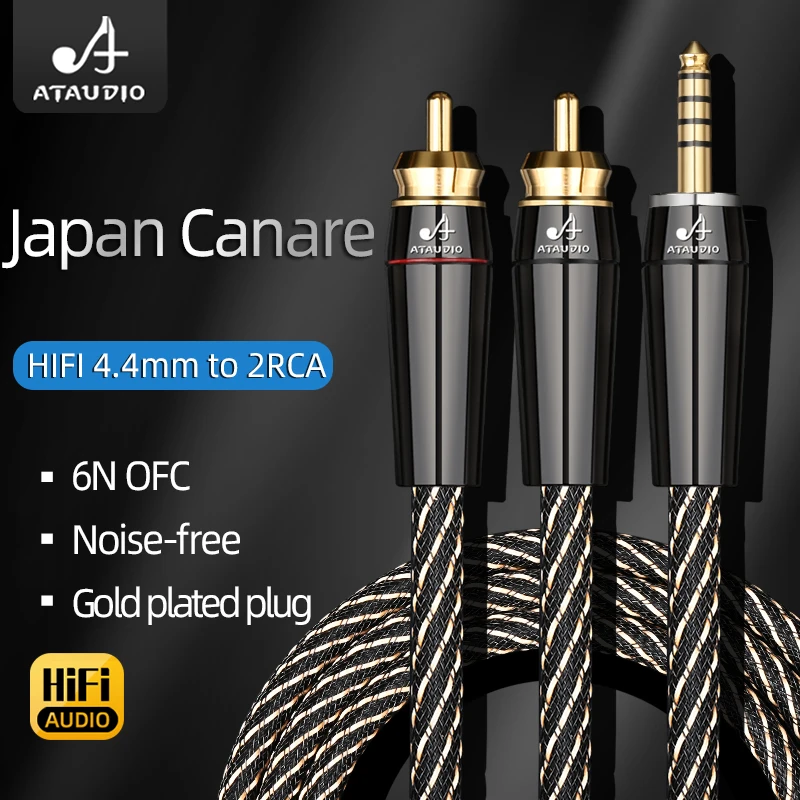Wysokiej klasy kabel audio HiFi 4.4mm do 2RCA, 6N OFC, zbalansowany rozdzielacz Y, adapter Jack do RCA męski do wzmacniacza lub miksera. — zdjęcie produktu 2