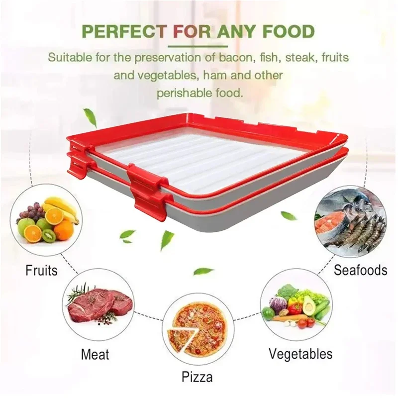 1/2pcs Food Preservation Tray Seafood Beef Ham Fresh Keeping Fresh Spacer Reusable Container Refrigerator Organizer Kitchen Tool