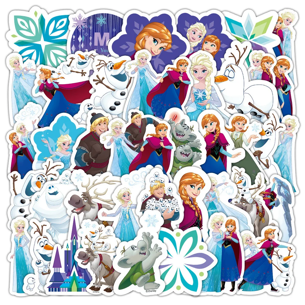 10/30/50/100pcs Disney Movie Frozen Elsa Princess Stickers Cute Aesthetic Cartoon Decals for Kawaii Girsl Toys PVC Sticker Pack