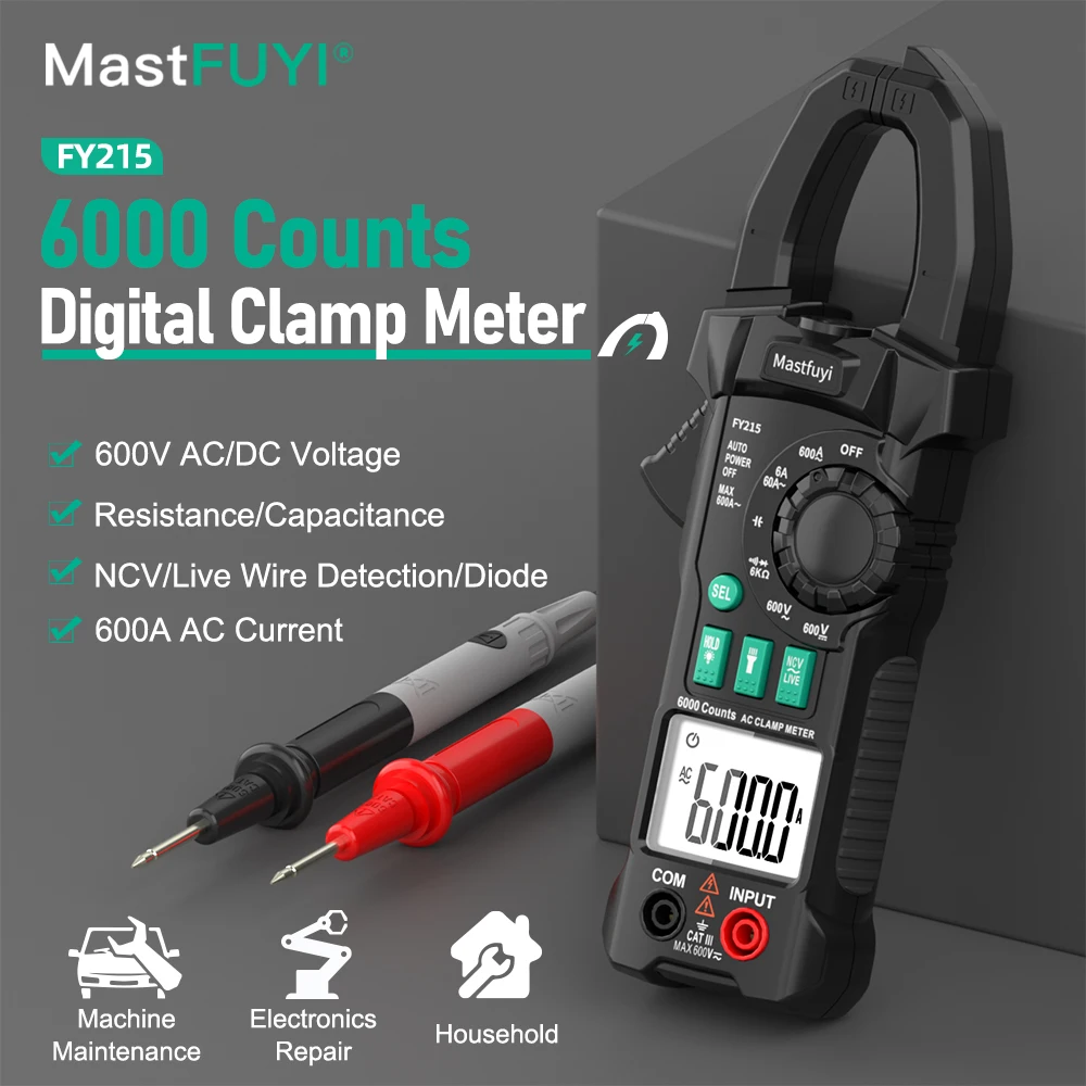 

MASTFUYI Professional Multimeter Digital Pinza amperimétrica Ammeter Clamp Meter AC Current Voltage continuity Tester tools