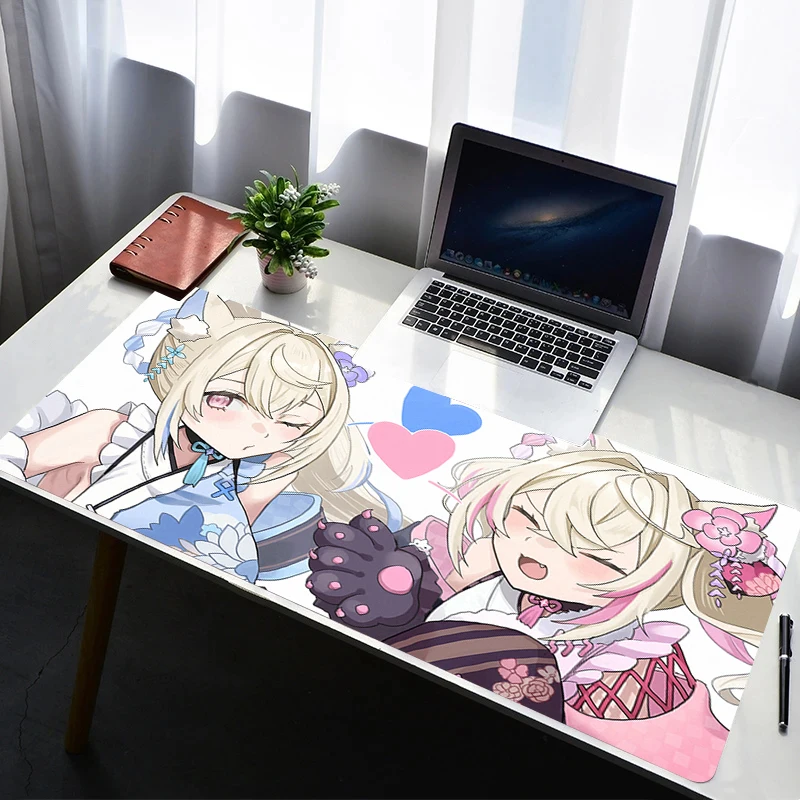 

Design Gaming Mouse Pad Anti-Slip Rubber Base Hololive Mococo Fuwawa Abyssgard Extended Desk Mat For Gamer Computer Mousepad