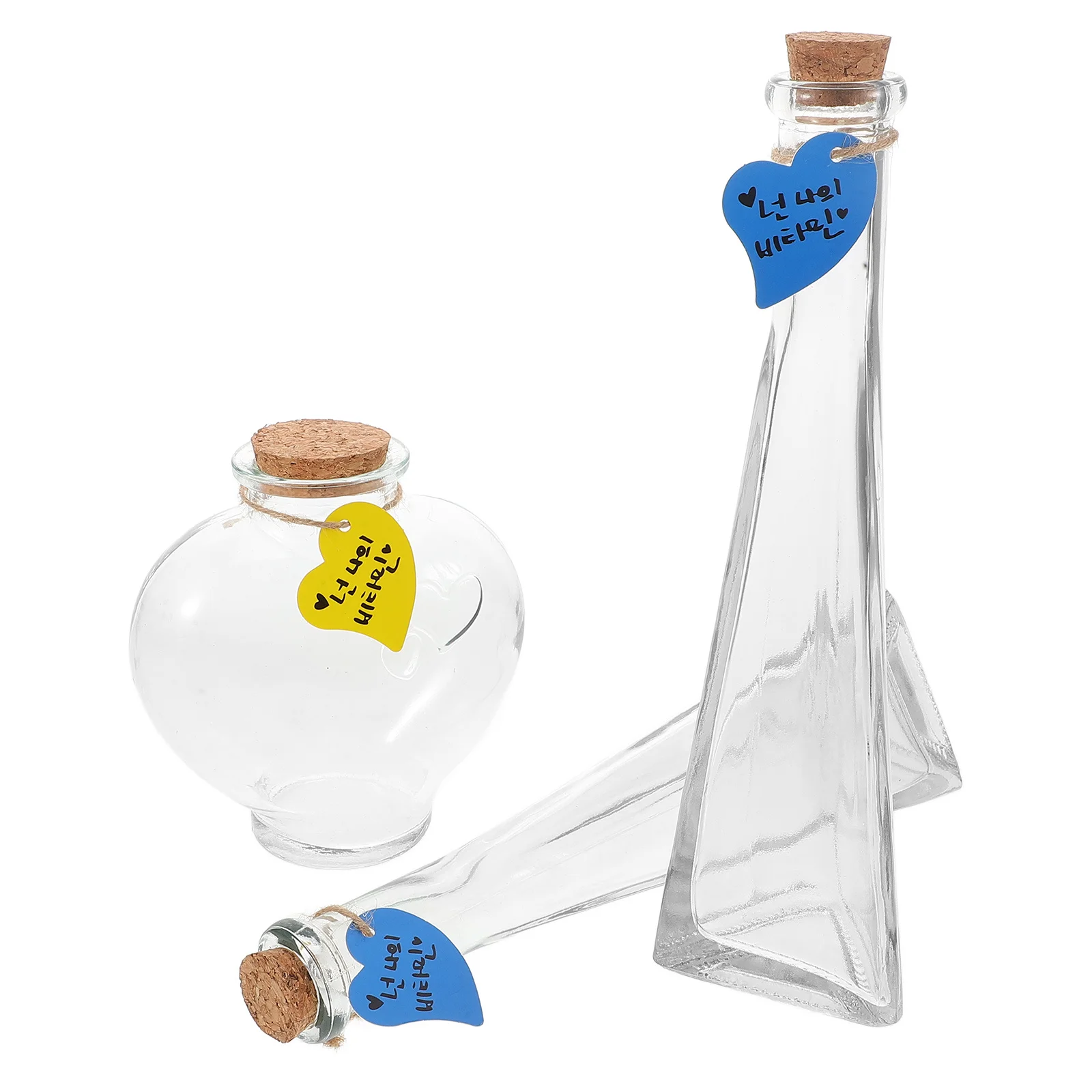 

3Pcs Wishing Bottle Glass Drift Bottles Ornament Wedding Sand Ceremony Sets Glass Storage Bottles Mini Jars Wishing Bottle