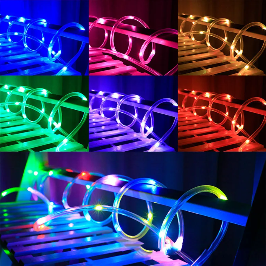 16 Color Changing Rope Lights Outdoor Garden String Lights Christmas Rope Twinkle Lights Decor Bedroom Wedding Patio Garden Lawn