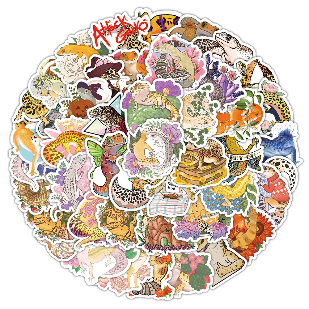 10/50/100Pcs Cute Fat Tail Gecko Lizard Cartoon Stickers Kawaii Animal Decal Graffiti Skateboard Diary Classic Sticker Toys Gift