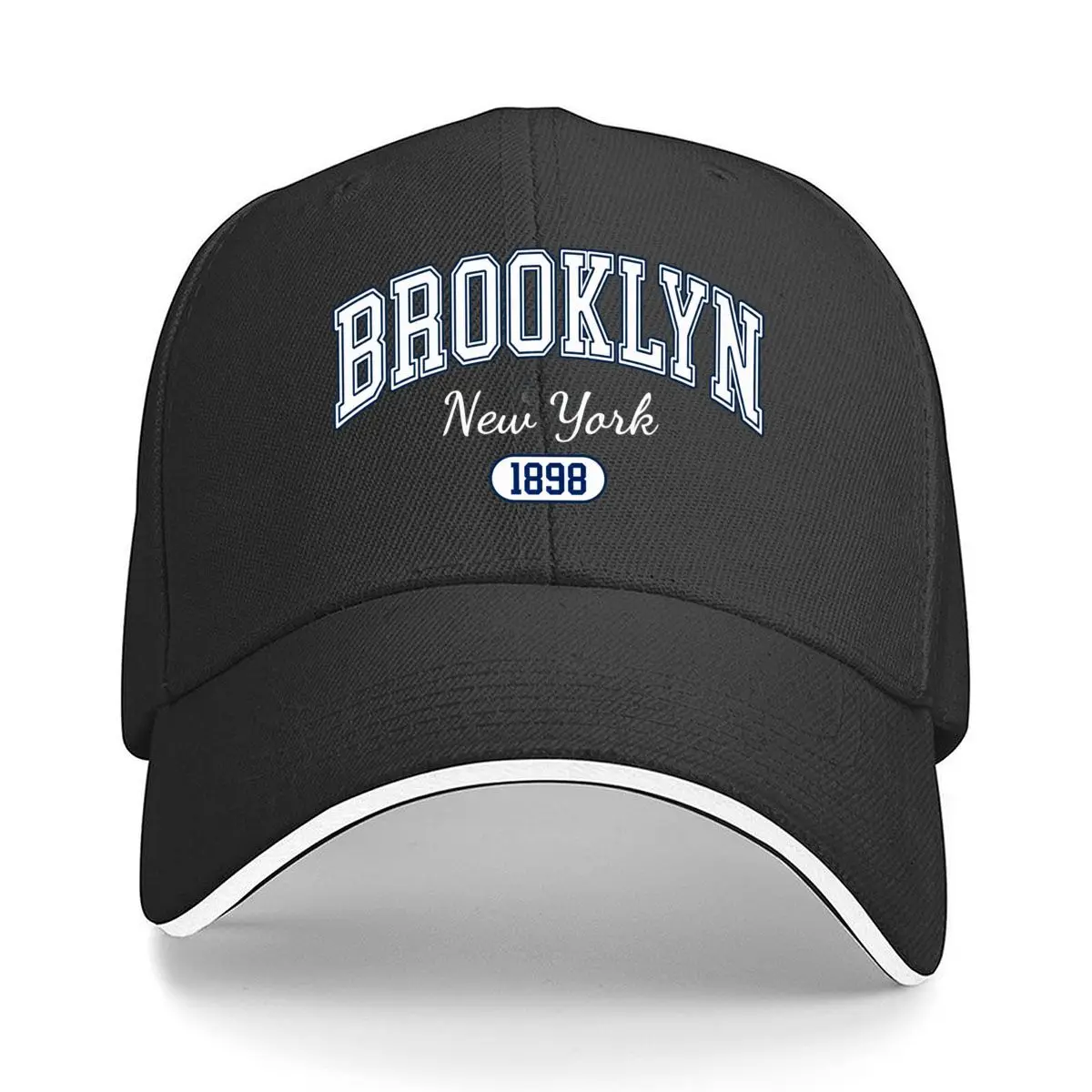 Brooklyn New York 1898 Collegiate Arch Lettering Sandwich Baseball Cap Women Unisex Male