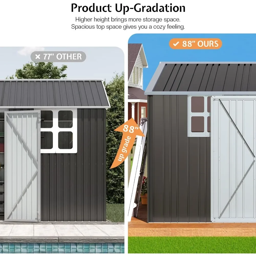 10x8.6x7.3 FT shed and outdoor storage shed, double hinged doors and 4 ventilation holes, metal, backyard outdoor storage shed