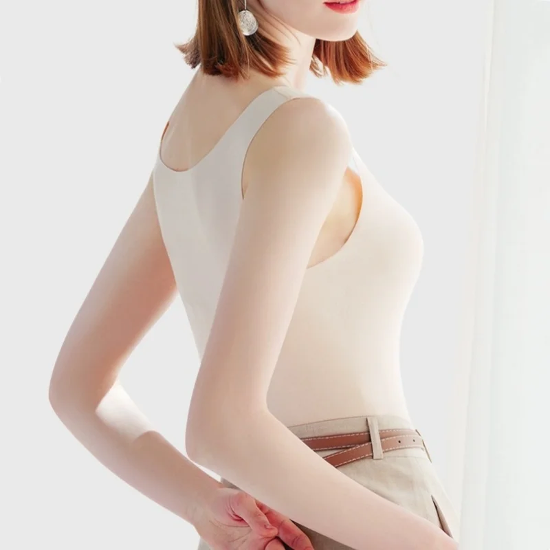 2024 Summer Ice Silk Tank Tops Seamless Tanks Camis Women\'s Sleeveless Shirt Plus Size Tank Tops Basic Thin Bottoming Undershirt