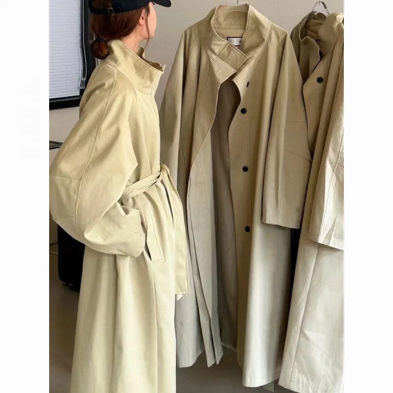 

Тренч с воротником-стойкой, элегантный женский повседневный свободный повседневный плащ, корейская мода, однобортные парки Abrigos