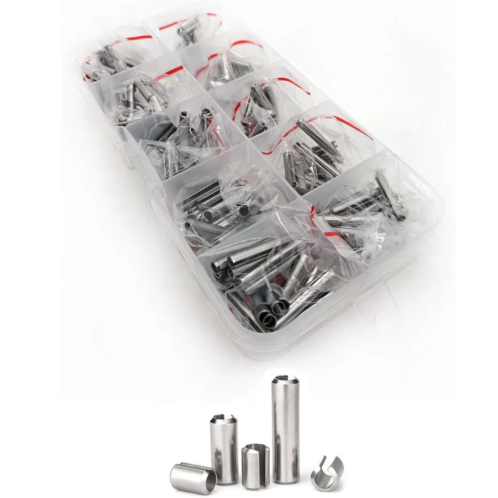 100/250pcs/set M1.5 M2 M2.5 M3 M4 M5 GB879 304 Stainless Steel Elastic Cotter Tension Dowel Roll Spring Pin Assortment Kit Set