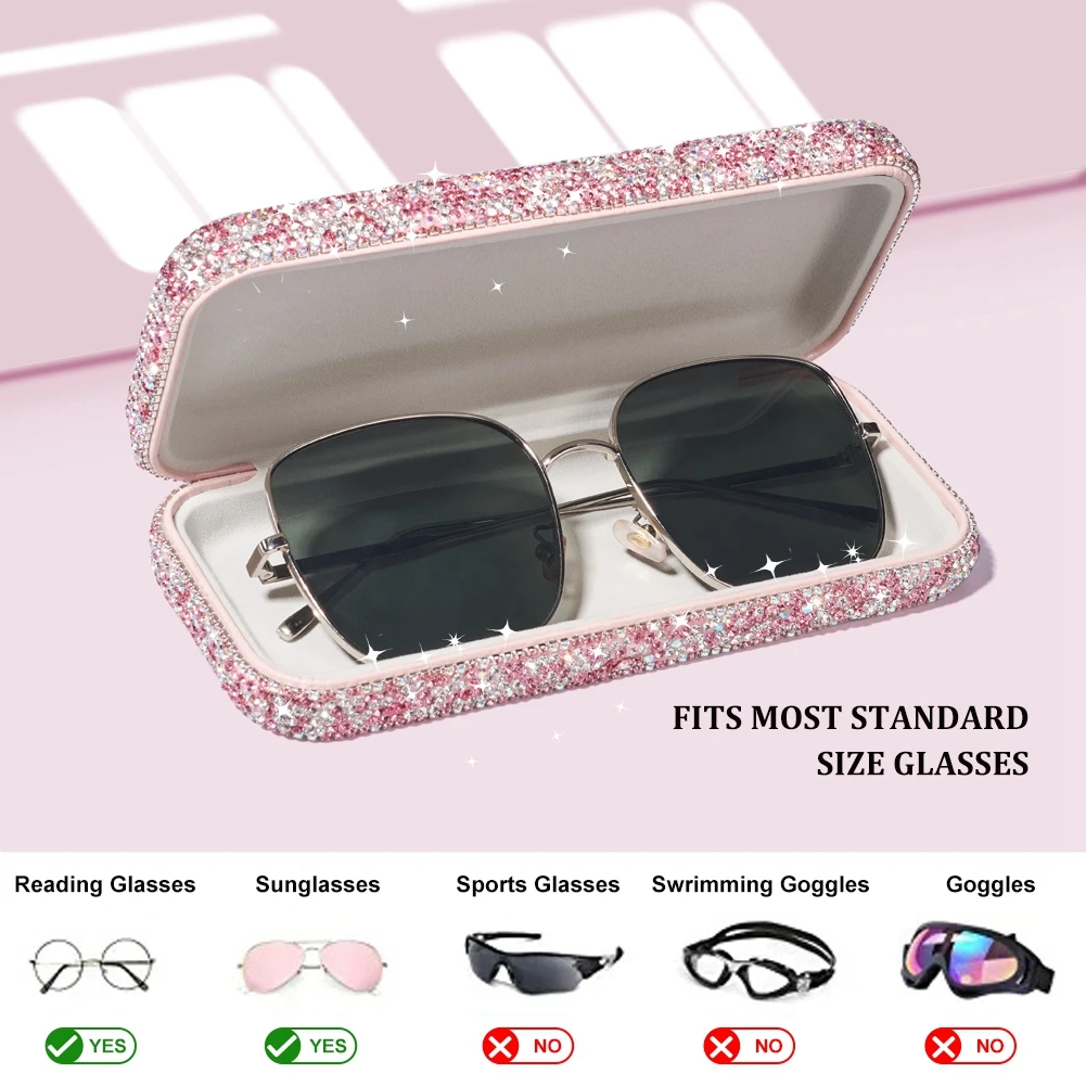 Bling Crystals Decorative Sunglasses Holder Hard Case Eyes Glasses Storage Organizer Box for Gift Women