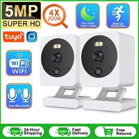 1-2Pc Tuya 5MP Baby Monitor 4X Zoom Wifi Security Camera Smart Life Home Outdoor Color Night Vision CCTV Two Way Audio AI Detect