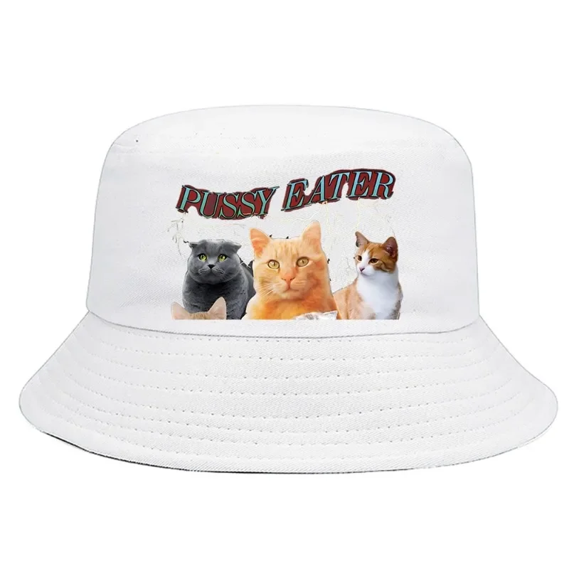 Pussy Eater Funny Bucket Hat Summer Foldable Bucket Hat Man Women Vintage Unisex Outdoor Harajuku Sunscreen Fishing Hunting Cap