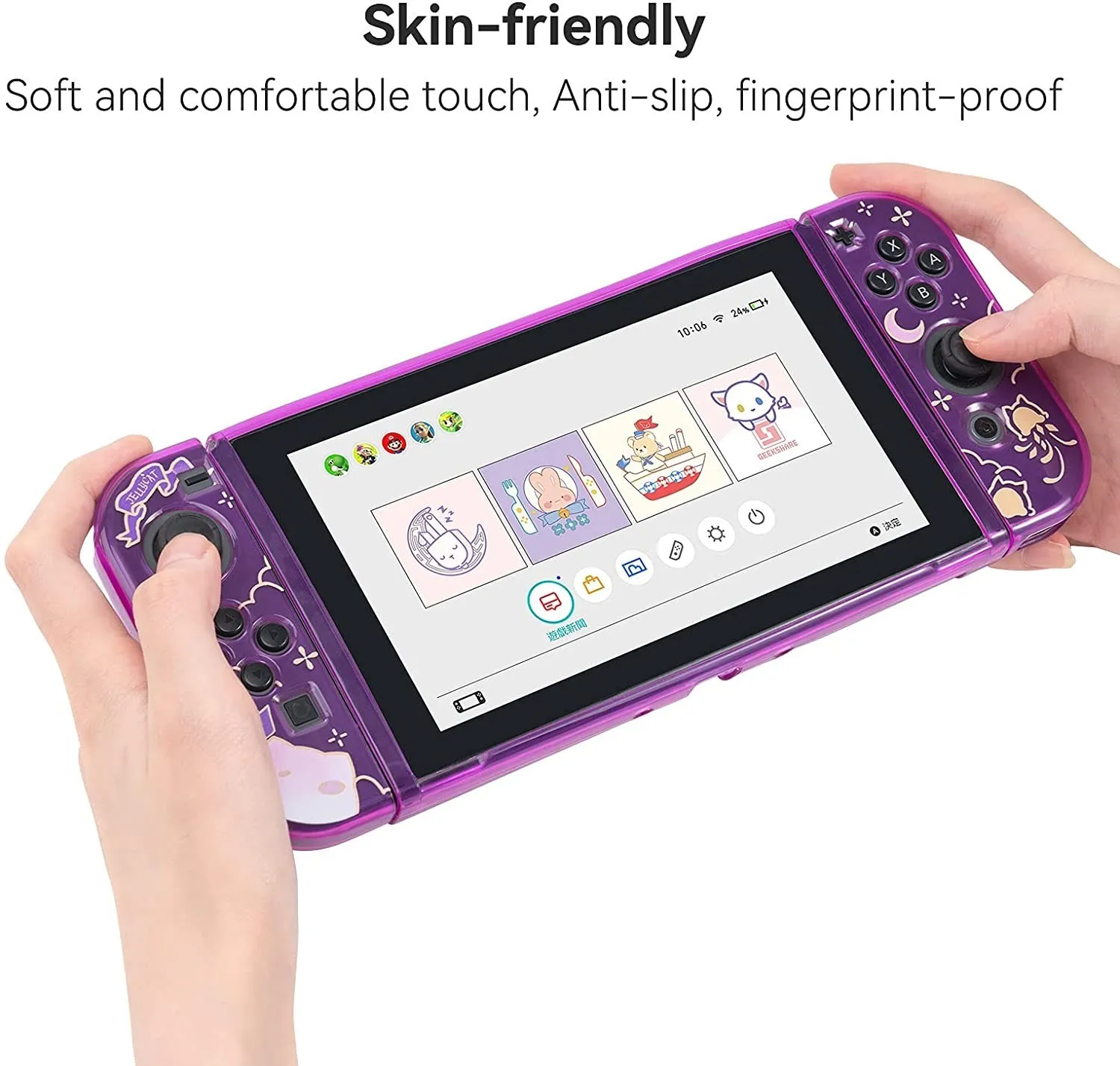 GeekShare medusa violeta nintendo switch escudo ns capa protetora completa split tpu caso macio para nintendo interruptor acessórios