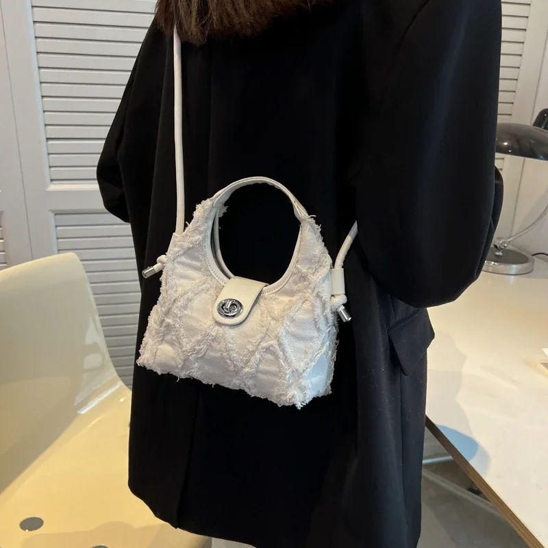 Bolso de cubo de mezclilla suave para mujer, pequeña de un solo hombro bandolera, bolso Hobo, bolsos de diseñador de marca de lujo, bolsos de moda para mujer