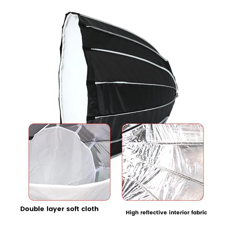 AB25-포토그래피 소프트박스 90cm 직경 퀵 릴리즈 딥 스로우 소프트박스 (그리드 메탈 보웬스 베이어닛 그릴 쉐이드 포함) 사용 간편