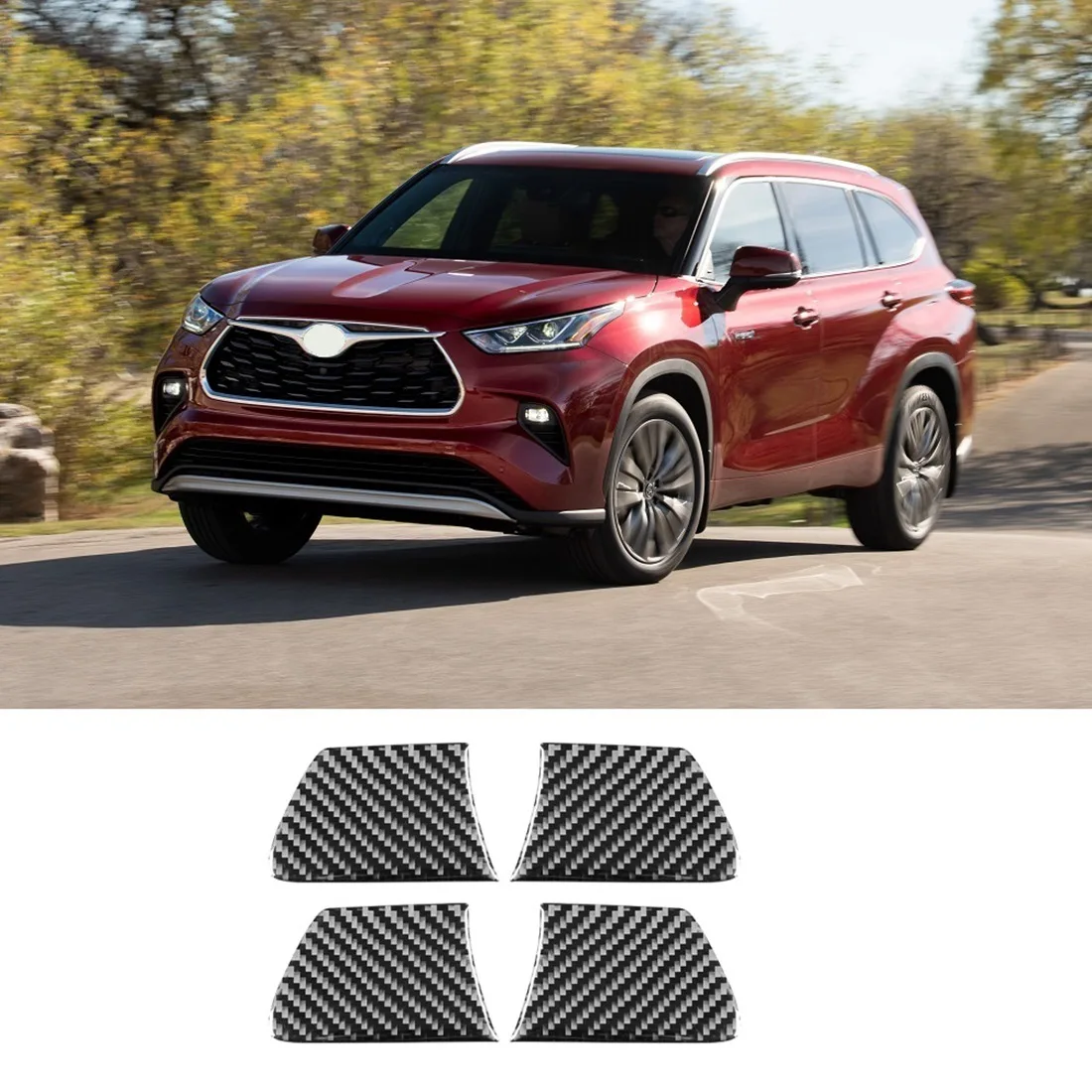 For Toyota Highlander 2015-2021 Carbon Fiber Interior Door Handle Bowl Cover Protective Trim Accessories