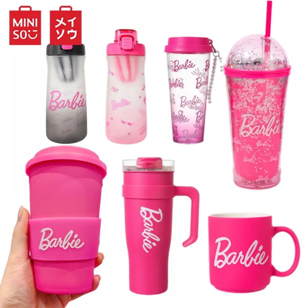 

Hot Miniso Barbie Large Capacity Coffee Cup Cartoon Cute Girls Portable Water Cup Kawaii Stainless Steel Thermos Cup Milk Cup