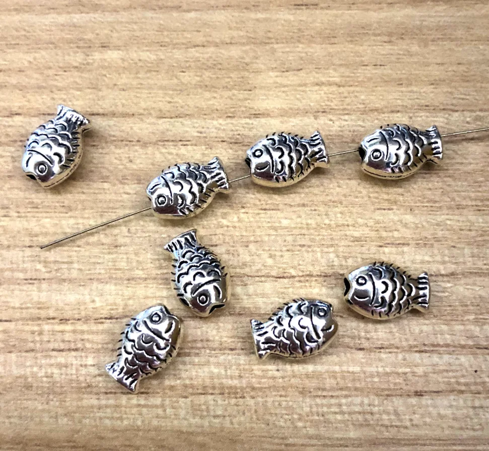 40pcs  9*6mm, hole 2mm  Lovely fish design spacer beads for handmade  Zinc alloy metal   HW3212